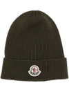 MONCLER LOGO-PATCH RIBBED BEANIE