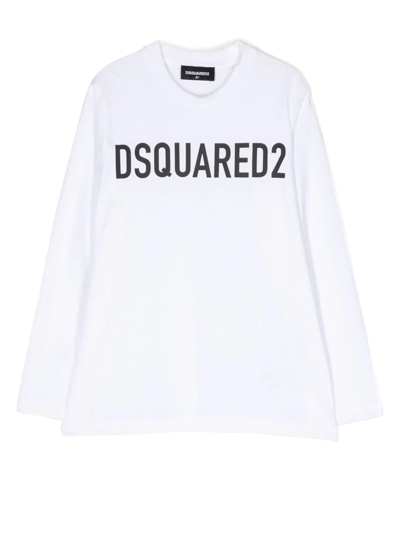 Dsquared2 Logo-print Long-sleeve T-shirt In Weiss