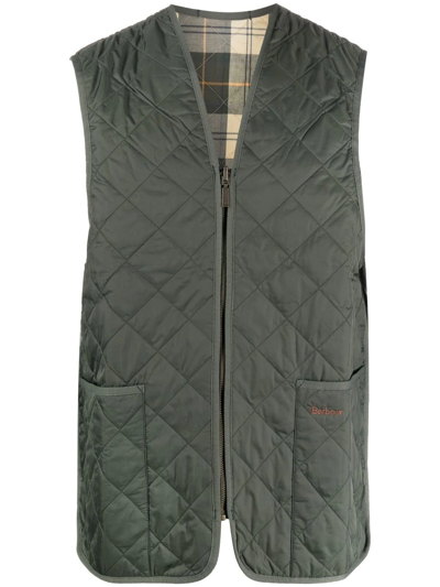 Barbour Quilted Zip-up Gilet In Olive/classic