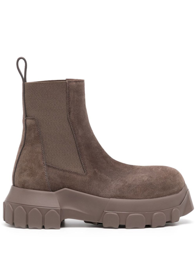 Rick Owens Chunky Suede Ankle Boots In Braun