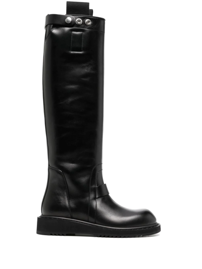 Rick Owens Knee-length Leather Boots In Schwarz