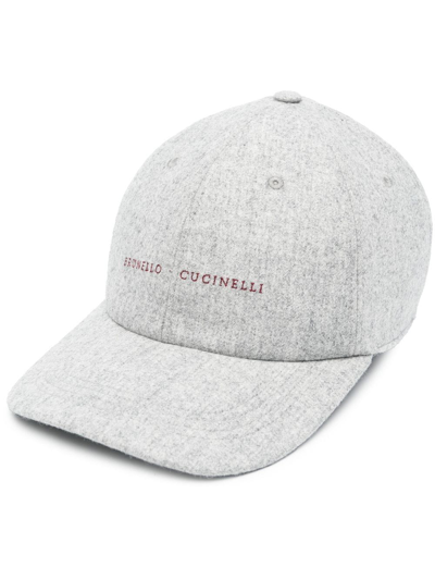 Brunello Cucinelli Logo-embroidered Baseball Cap In Grau