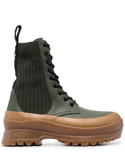 Stella Mccartney Trace Lace-up Ankle Boots In Military