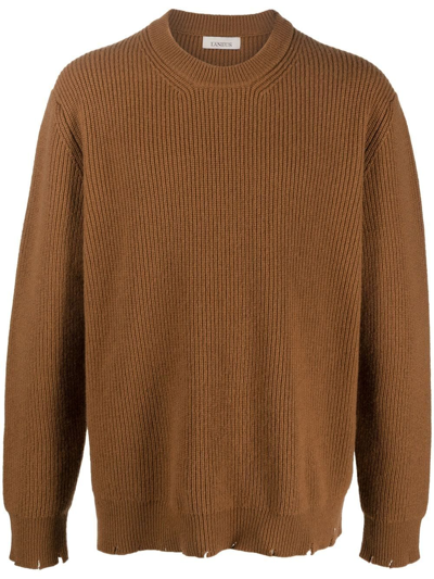 Laneus Ribbed Knit Jumper In Brown