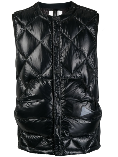 And Wander Diamond Quilted Down Vest In Black