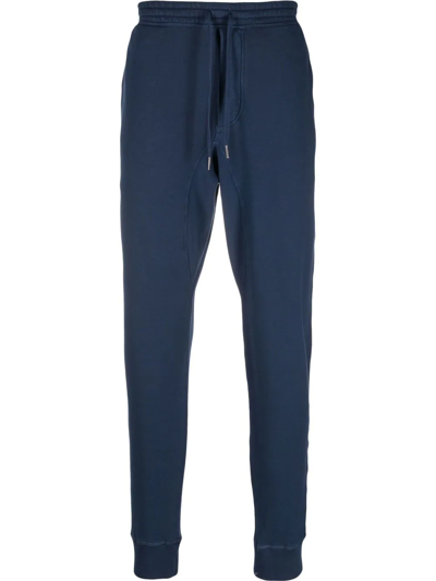 Tom Ford Drawstring Cotton Track Trousers In Blue