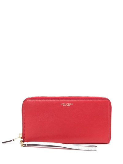 Marc Jacobs Two-tone Leather Wallet In Rot