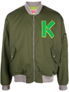 Kenzo Varsity Logo-patch Bomber Jacket In Grün