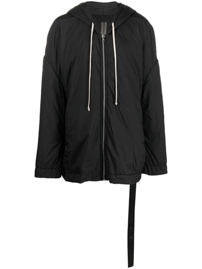 Rick Owens Drkshdw Oversize Drawstring Raincoat In Schwarz