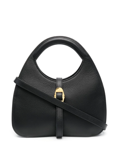 Coccinelle Logo-stamp Leather Tote Bag In Black