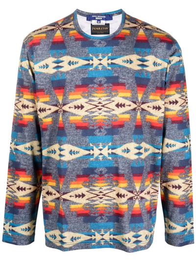 Junya Watanabe Aztec-print Long-sleeve T-shirt In Multicolor