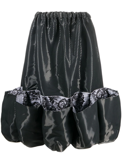 Comme Des Garçons Puff Hem Lace-trim Skirt In Schwarz