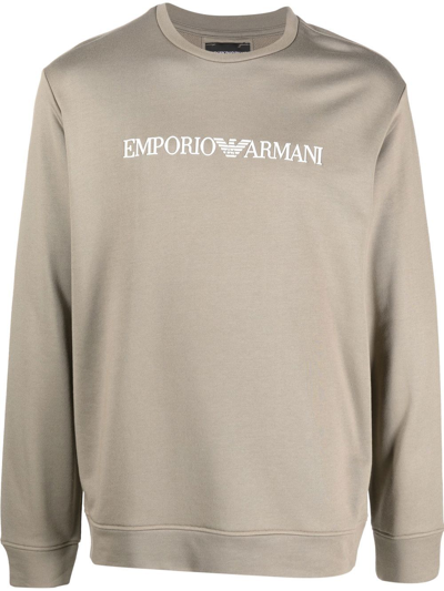 Emporio Armani Logo-print Long-sleeve Sweatshirt In Grün