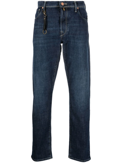 Incotex High-rise Straight-leg Jeans In Blau