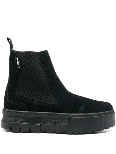 Puma Women's Mayze Suede Chelsea Boots From Finish Line In Black/black