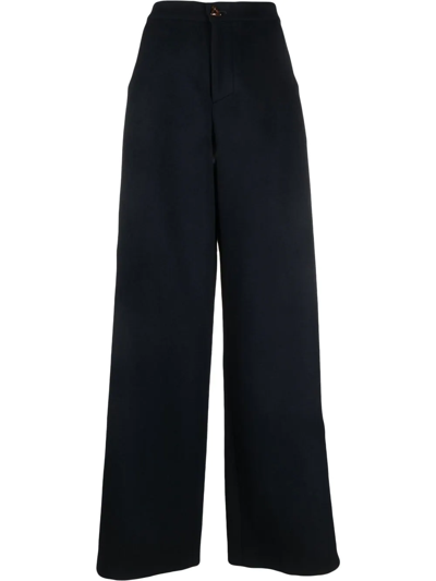 Aeron Wide-leg Wool Trousers In Blau