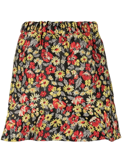 Ganni Floral-print Skirt In Rot