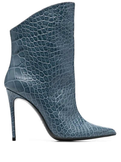 Giuliano Galiano Elise 105mm Embossed Ankle Boots In Blau