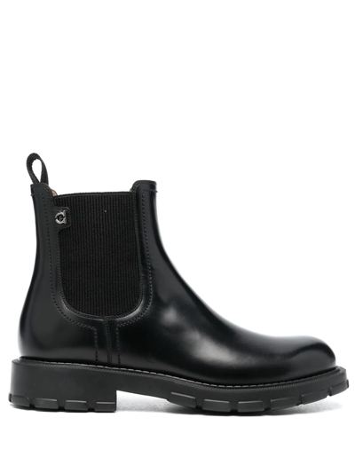Ferragamo Leather Magnum Chelsea Boots In Black