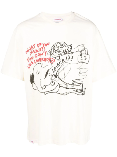 Charles Jeffrey Loverboy Off-white 'charles And The Worms' T-shirt In Crema