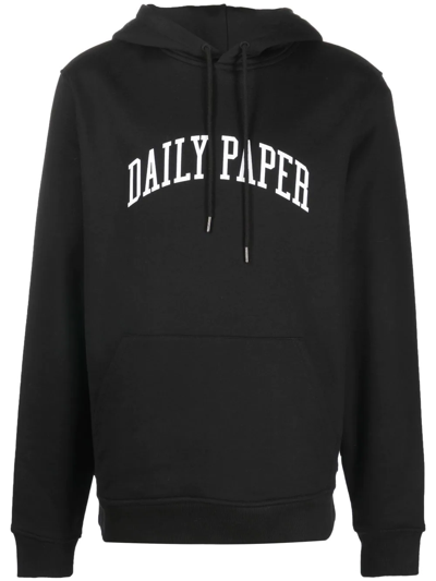 Daily Paper Logo Print Long-sleeve Hoodie In Black