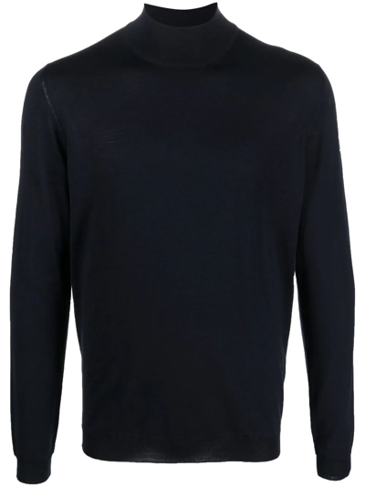 Goes Botanical Fine-knit High-neck Jumper In Blue