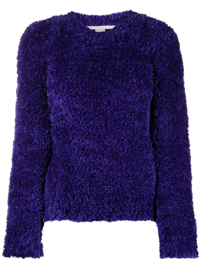 Stella Mccartney Teddy-textured Round-neck Faux-fur Jumper In Purple