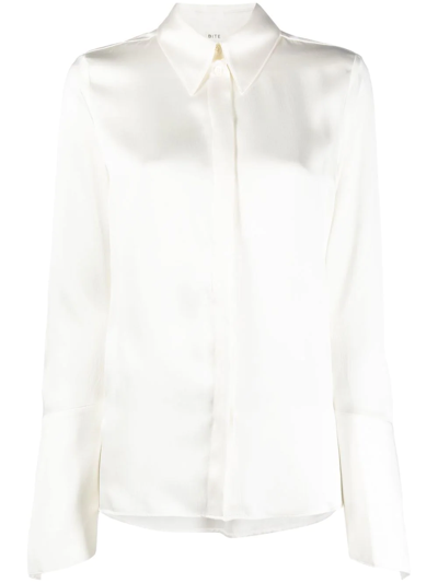 Bite Studios Silk Twisted Cuff Shirt In Off White