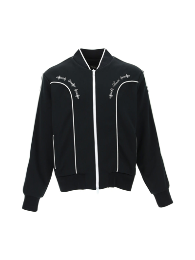 Amiri Johnny Logo-embroidered Velour Track Jacket In Black