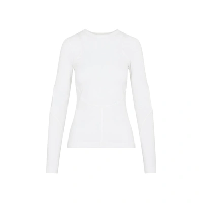 Givenchy Cut-out Long-sleeve Stretch-jersey Top In Bianco