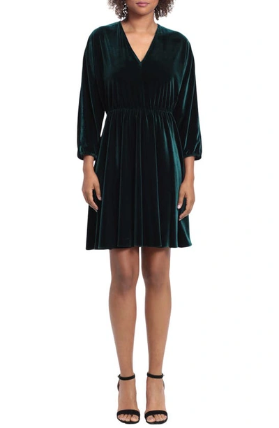 London Times V-neck Dolman Dress In Hunter