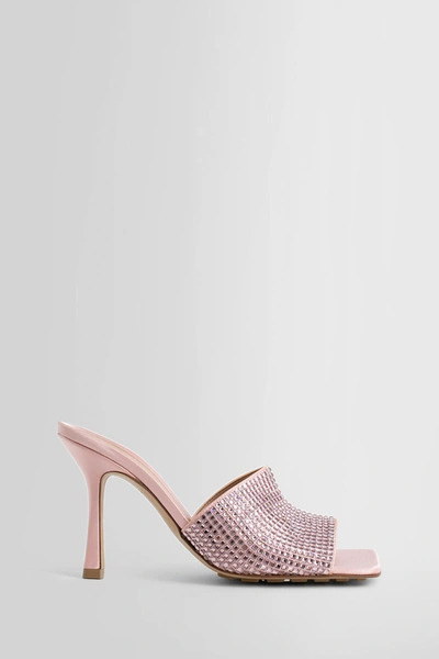 Bottega Veneta Sparkle Slide Stretch Satin Sandals In Pink