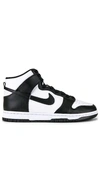 Nike Mens White Black Dunk High Retro Logo-embroidered Leather High-top Trainers In White & Black