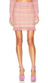 Loveshackfancy Balsam Fringed Metallic Tweed Mini Skirt In Majestic Pink