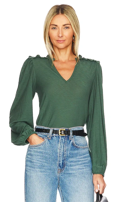 Nation Ltd Dolly Smocked Shoulder Top In Green