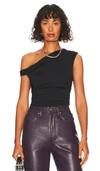 Agolde Hilma Twist Sleeve Off The Shoulder Top In Black