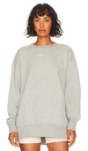 Nike Phoenix Fleece Crewneck Sweatshirt In Dark Grey Heather & Sail