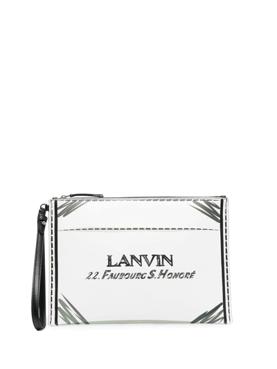 Lanvin Clutch Bag With Contrast Logo In White Black