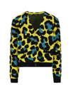 Versace Leopard Pattern Button-up Cardigan In Black/yellow