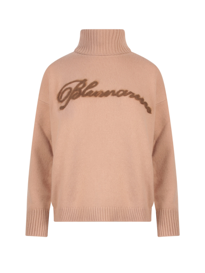 Blumarine Knitwear In Camel Wool In Beige