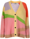 Msgm Mohair Blend Intarsia Knit Cardigan In Neutrals/pink