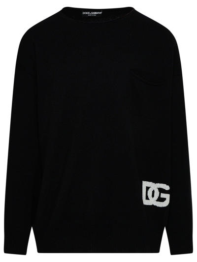 Dolce & Gabbana Logo Intarsia-knit Jumper In Nero