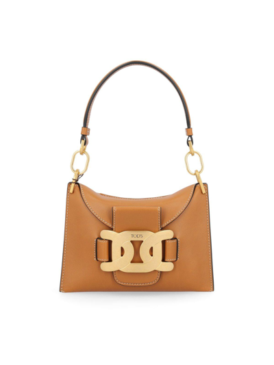 Tod's Logo Engraved Chain-link Shoulder Bag In Kenia Scuro