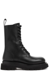 Bottega Veneta Lug Leather Combat Boots In Nero