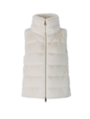 Herno Faux-fur Zipped Quilted Gilet In Panna