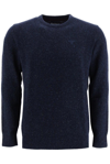 Barbour Checked-panel Crewneck Jumper In Navy