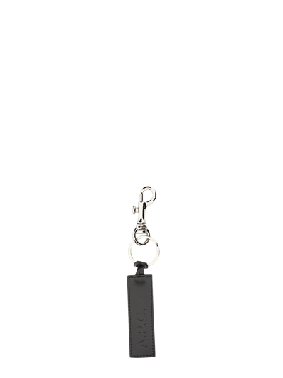 A.p.c. Leather Keychain In Nero