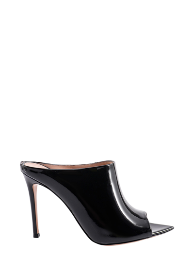 Gianvito Rossi Clear Stripe Stiletto Mule Sandals In Black Trasp