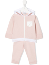 MONCLER MONCLER KIDS BABY GIRLS PINK AND WHITE COTTON COORDINATED SUIT