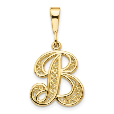 Pre-owned Accessories & Jewelry 10k Yellow Gold Script Font Filigree Initial A To W Pendant Choose Yours